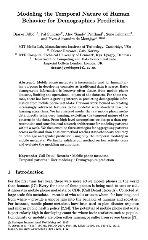 Modeling the Temporal Nature of Human Behavior for Demographics Prediction