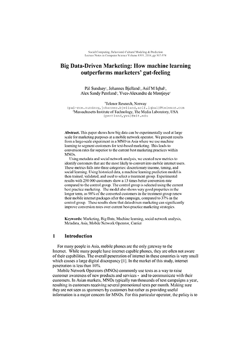 Big Data-Driven Marketing: How machine learning outperforms marketers' gut-feeling